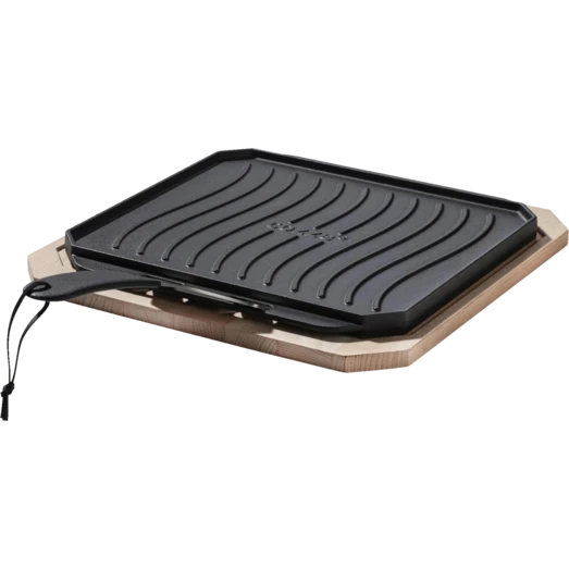 Cozze Støbejernspande Med Træbakke 330x330 Mm 2 Cozze Støbejernspande Med Træbakke 330x330 Mm - Billede 2